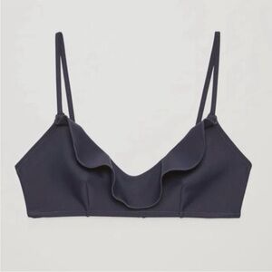 COS Navy Ruffle Bikini Top